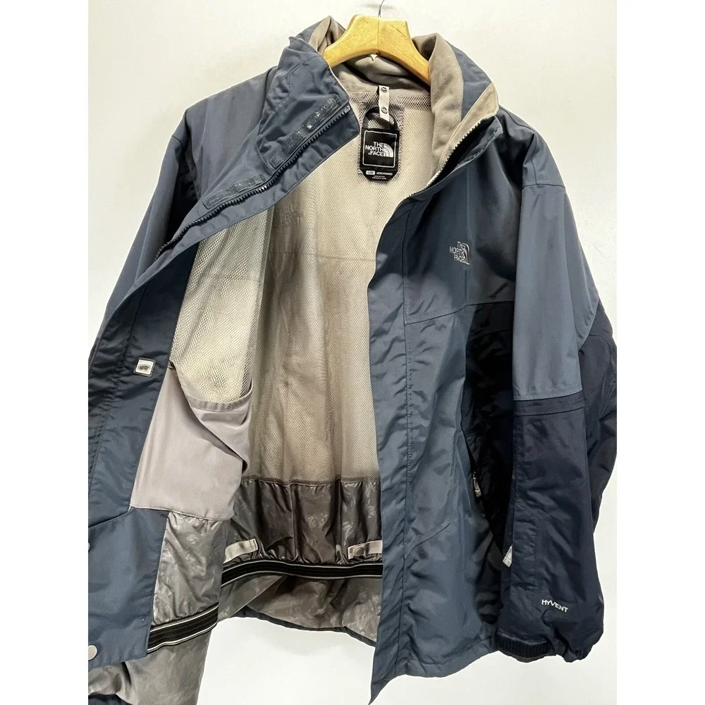 The North Face Hyvent Jacket Sz L GUC Blue Full Zip Windbreaker Mesh Lined Mens